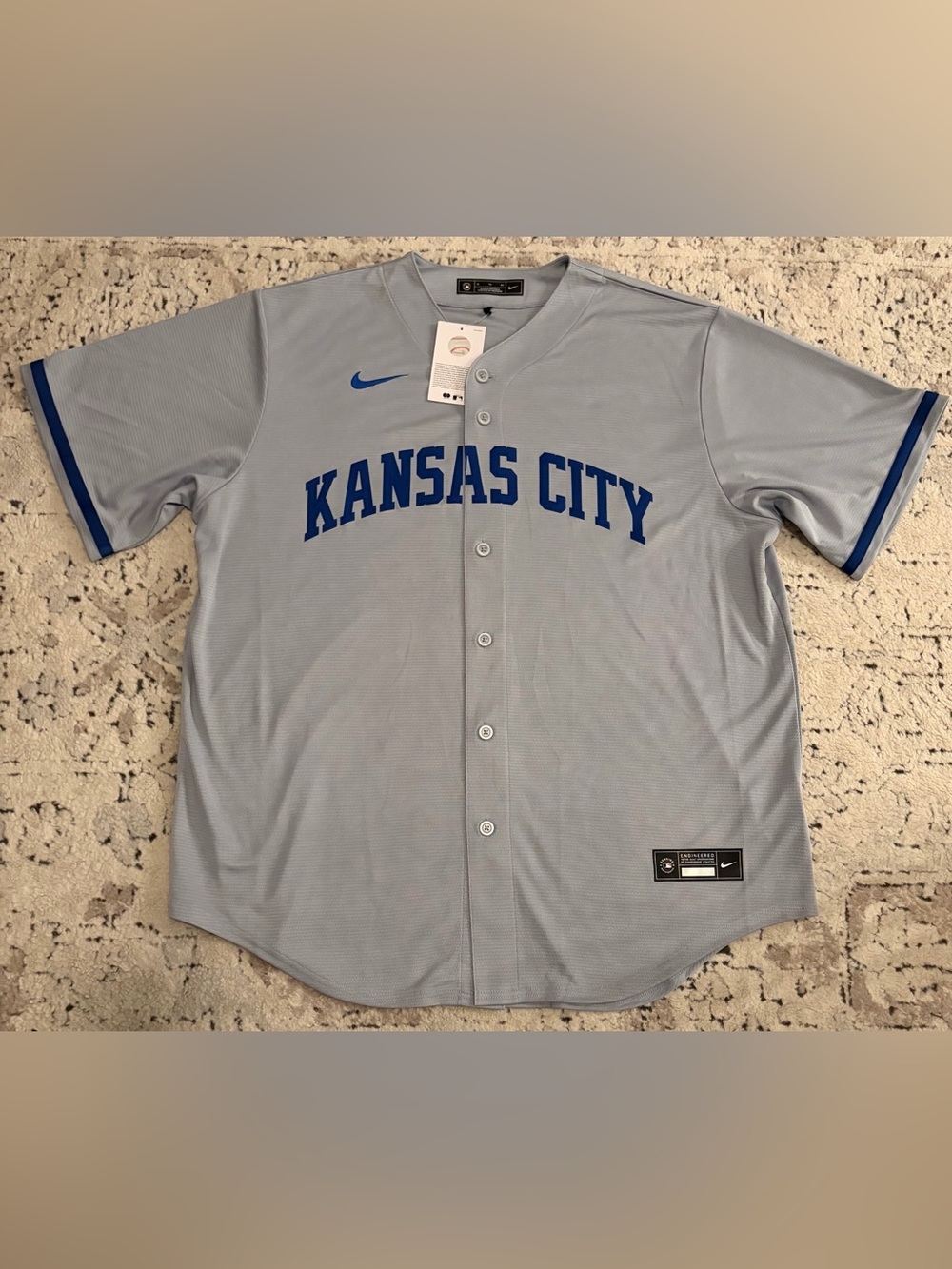 Nike Authentic Kansas City Royals MLB Baseball Gray Jersey Men’s Size: XL